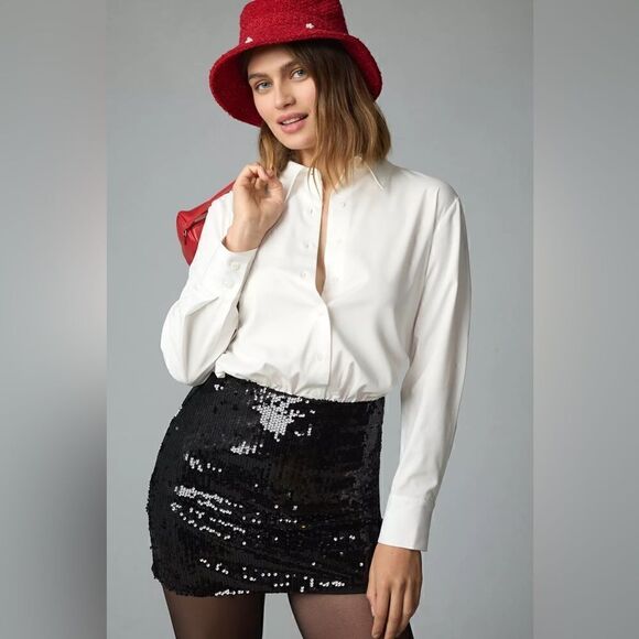 Anthropologie x Mare Mare Buttondown Sequin Twofer Mini Dress Size XL - Picture 4 of 5